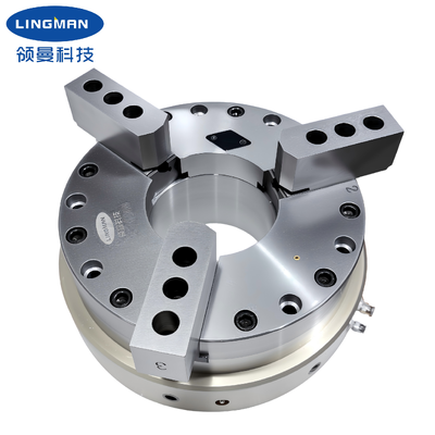 LINGMAN G400CHP-180 Pneumatic Power Chuck montado na frente com 448 mm de diâmetro exterior e 21,8 mm de diâmetro de tração